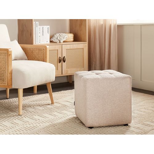 Pouf En Tissu Bouclé Beige Kansas
