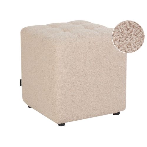 Pouf En Tissu Bouclé Beige Kansas