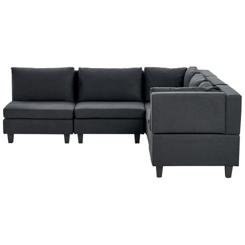 Canapé D'angle Modulable à Gauche 5 Places En Tissu Noir Unstad