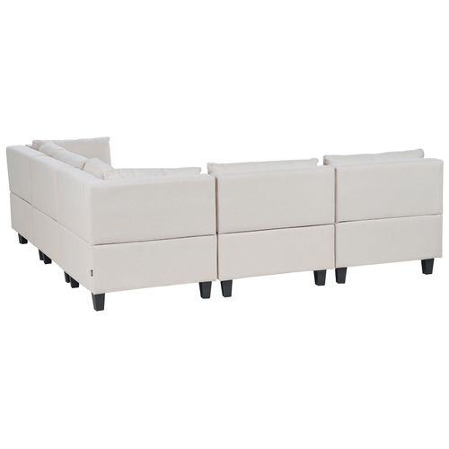 Canapé D'angle Modulable à Gauche 5 Places En Tissu Beige Clair Unstad