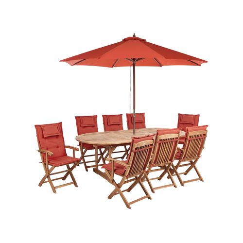 Set De Salle à Manger Bois Solide Rouge Foncé Maui Ii