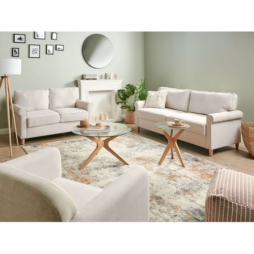 Canapé 3 Places En Tissu Beige Clair Ronneby