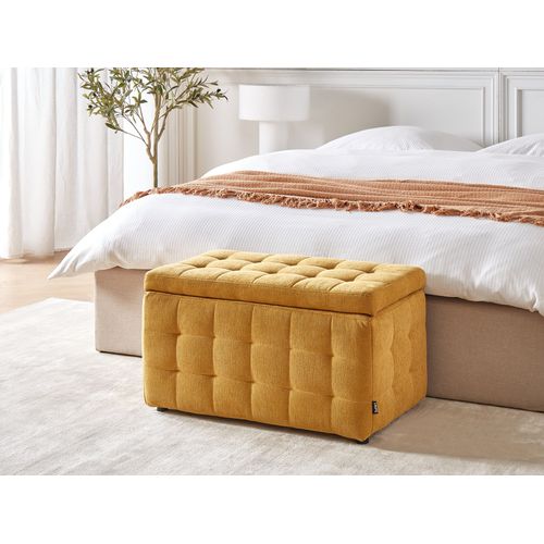 Pouf De Rangement Michigan Tissu Jaune
