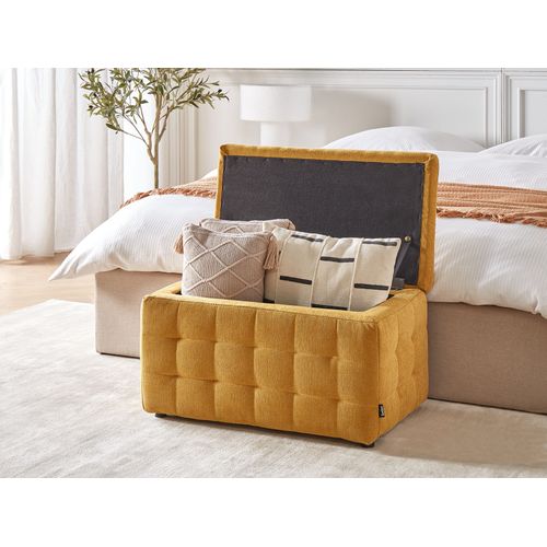 Pouf De Rangement Michigan Tissu Jaune