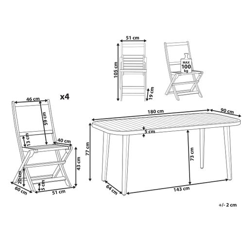 Salle à Manger De Jardin 4 Places Paraggi Bois D'acacia Certifié Marron Foncé