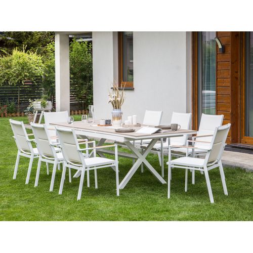 Table De Salle à Manger De Jardin Extensible Fanes 184/242 Cm 90 Cm Métal Blanc
