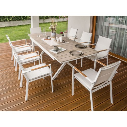 Table De Salle à Manger De Jardin Extensible Fanes 184/242 Cm 90 Cm Métal Blanc