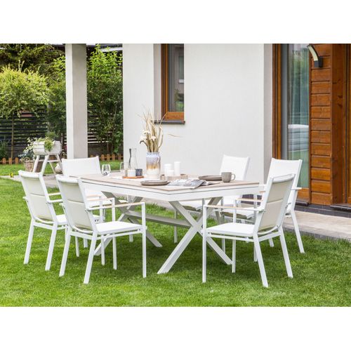 Table De Salle à Manger De Jardin Extensible Fanes 184/242 Cm 90 Cm Métal Blanc