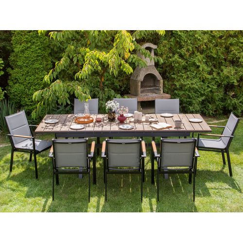 Table De Salle à Manger De Jardin Extensible Fanes 184/242 Cm 90 Cm Métal Gris Graphite