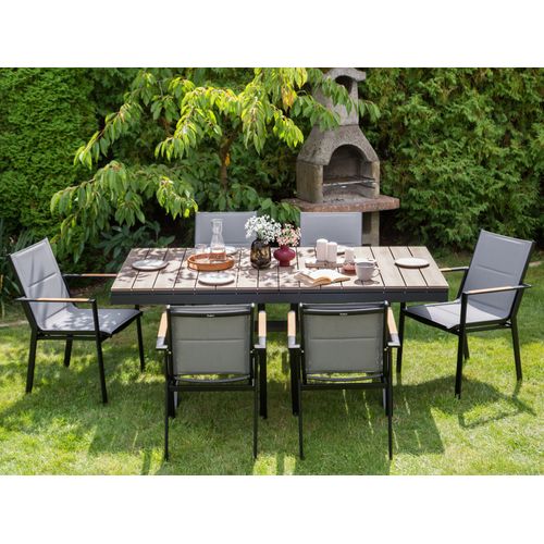 Table De Salle à Manger De Jardin Extensible Fanes 184/242 Cm 90 Cm Métal Gris Graphite