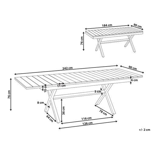 Table De Salle à Manger De Jardin Extensible Fanes 184/242 Cm 90 Cm Métal Gris Graphite