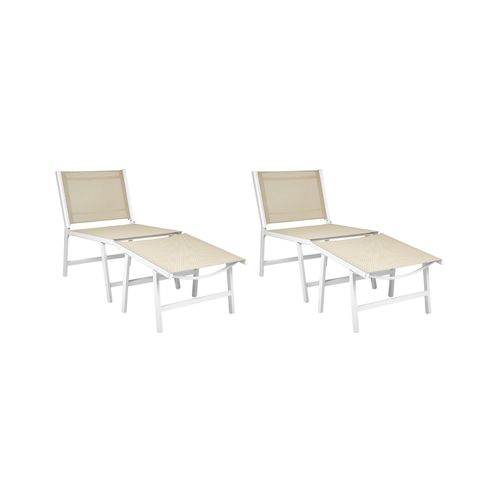 Lot De 2 Chaises De Jardin Marceddi Métal Blanc/beige