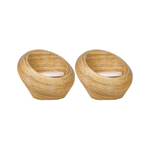 Ensemble De 2 Fauteuils De Jardin Maiori Rotin Naturel