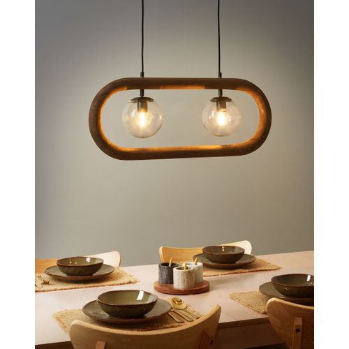 Lampe Suspension Ayensu Bois De Manguier Marron Foncé
