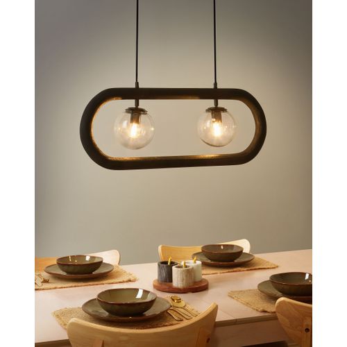 Lampe Suspension Ayensu Bois De Manguier Noir