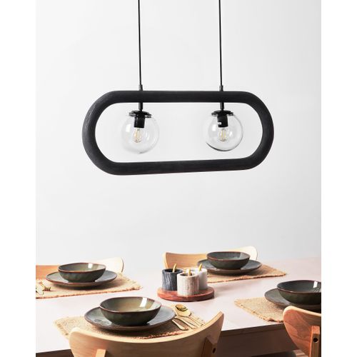 Lampe Suspension Ayensu Bois De Manguier Noir