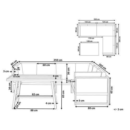 Ensemble De Canapés D'angle De Jardin 6 Places Castella/fratte Côté Gauche Métal Vert
