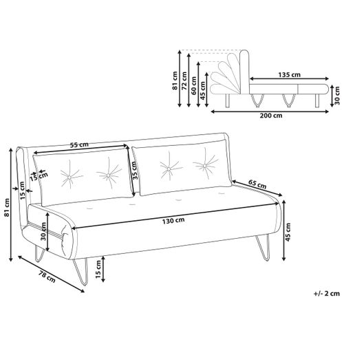Canapé-lit 2 Places Vestfold Tissu Orange