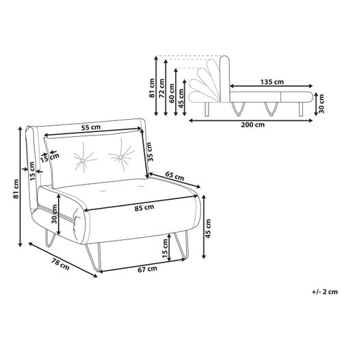 Fauteuil Convertible Vestfold Tissu Beige Clair