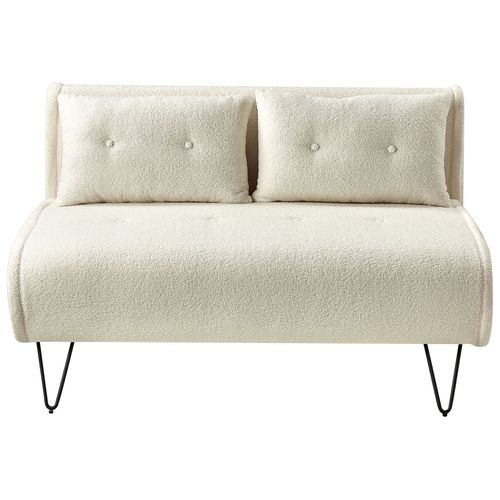 Canapé-lit 2 Places Vestfold Bouclé Blanc Cassé