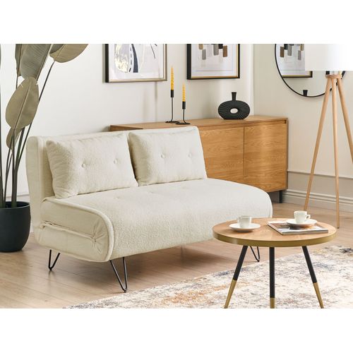 Canapé-lit 2 Places Vestfold Bouclé Blanc Cassé