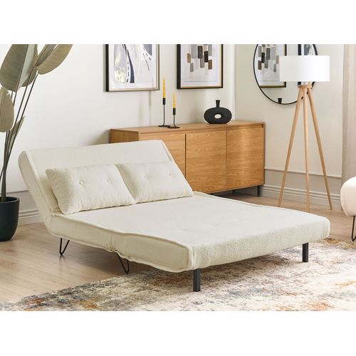 Canapé-lit 2 Places Vestfold Bouclé Blanc Cassé