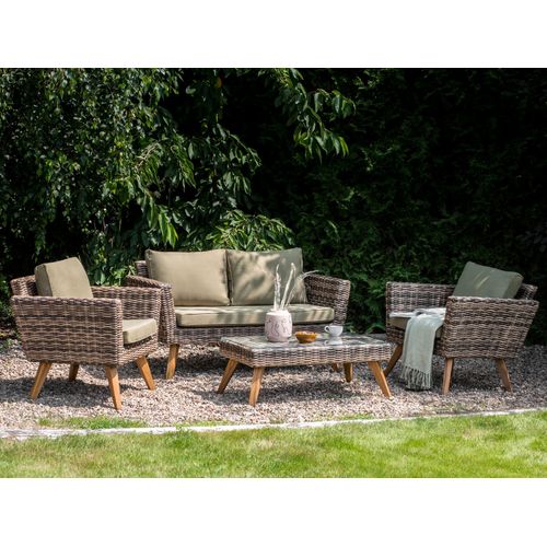 Ensemble De Salon De Jardin Avec Table 4 Places Vittoria Vert Olive