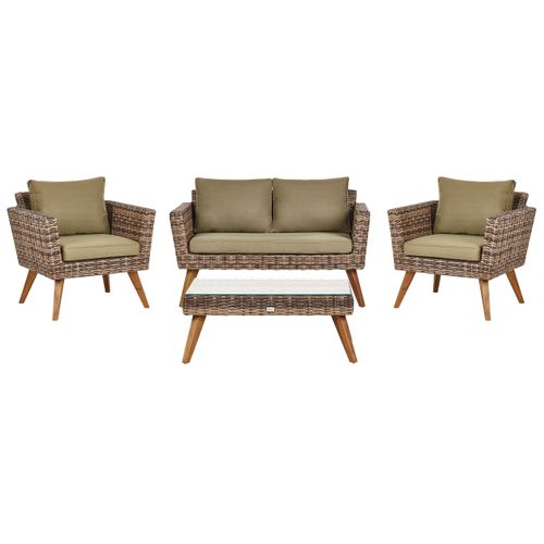 Ensemble De Salon De Jardin Avec Table 4 Places Vittoria Vert Olive