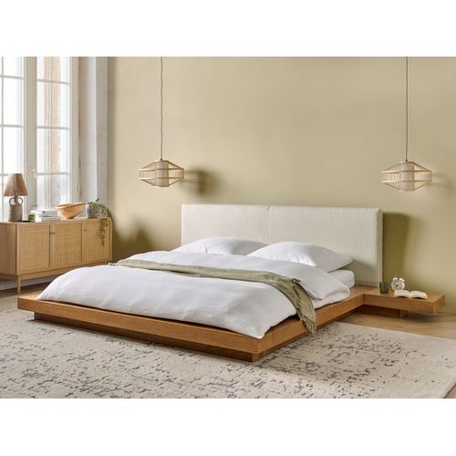 Lit Avec Sommier Bouclé Zen 180 X 200 Cm Frêne Naturel