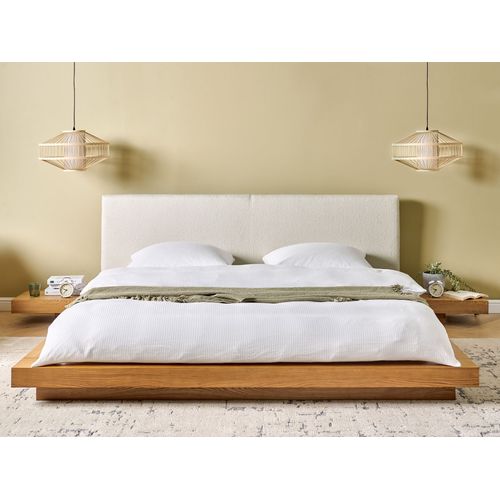 Lit Avec Sommier Bouclé Zen 180 X 200 Cm Frêne Naturel