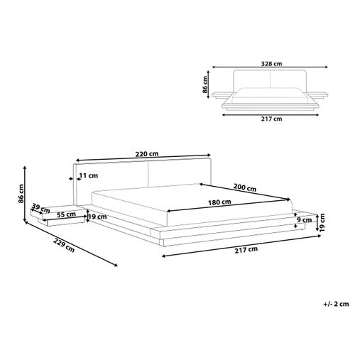 Lit Avec Sommier Bouclé Zen 180 X 200 Cm Frêne Naturel