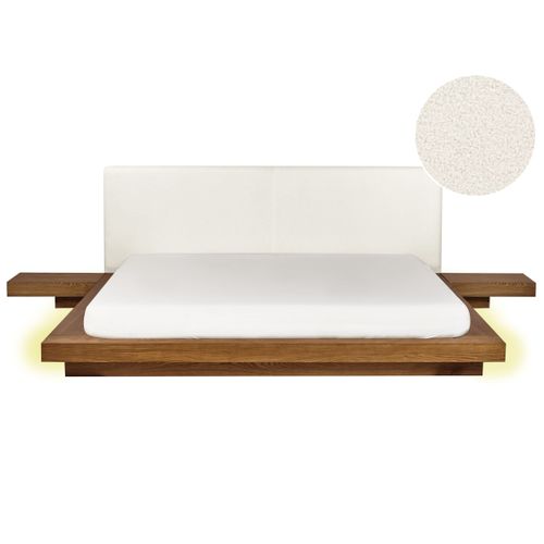 Lit Avec LED Bouclé Zen 180 X 200 Cm LED Frêne Naturel