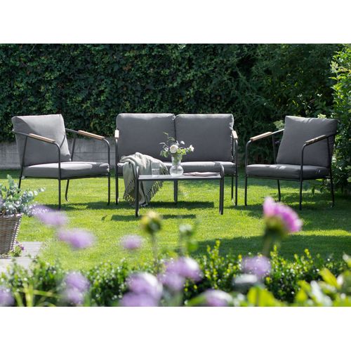 Ensemble De Salon De Jardin Avec Table 4 Places Vezzana Métal Gris