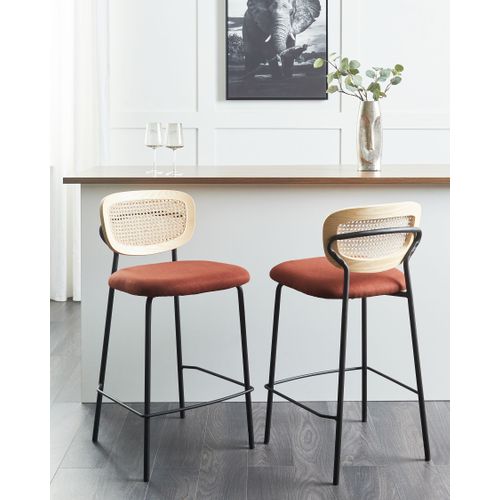 Lot De 2 Chaises De Bar Mayetta Rotin Orange