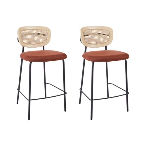 Lot De 2 Chaises De Bar Mayetta Rotin Orange