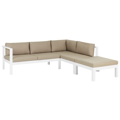 Ensemble De Canapés D'angle De Jardin 5 Places Messina Côté Gauche Métal Beige Sable
