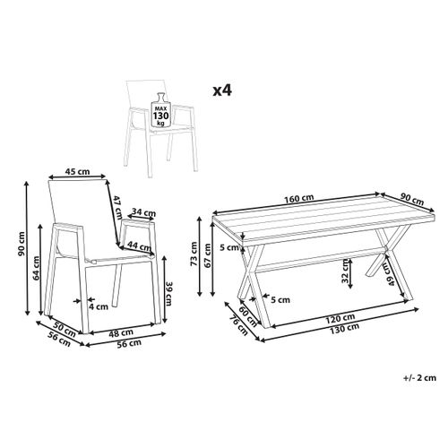 Salle à Manger De Jardin 4 Places Tiano Métal Gris