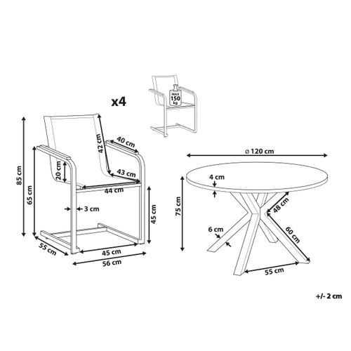 Salle à Manger De Jardin 4 Places Maletto/cosoleto Métal Gris