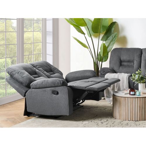 Canapé Relax Manuel 2 Places Bergen Ii Tissu Gris Foncé