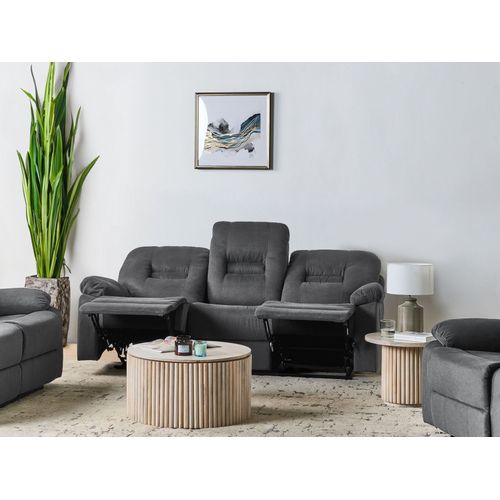 Canapé Relax Manuel 3 Places Bergen Ii Tissu Gris Foncé