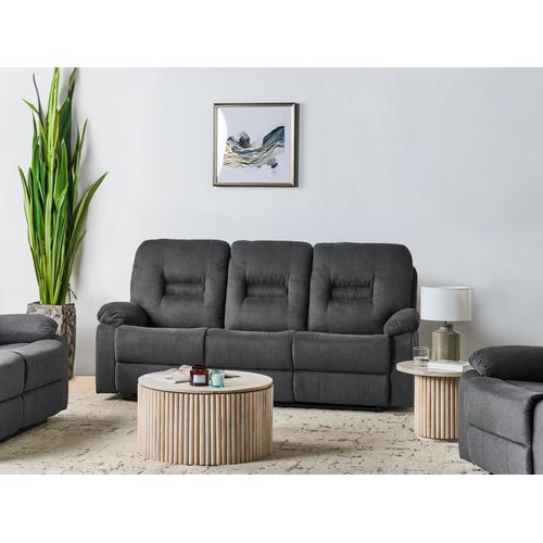 Canapé Relax Manuel 3 Places Bergen Ii Tissu Gris Foncé