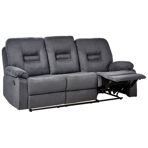Canapé Relax Manuel 3 Places Bergen Ii Tissu Gris Foncé