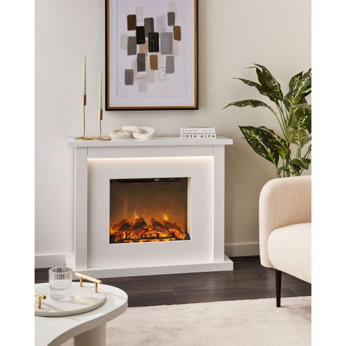 Chauffage De Cheminée Électrique Karoo Avec Télécommande Blanc