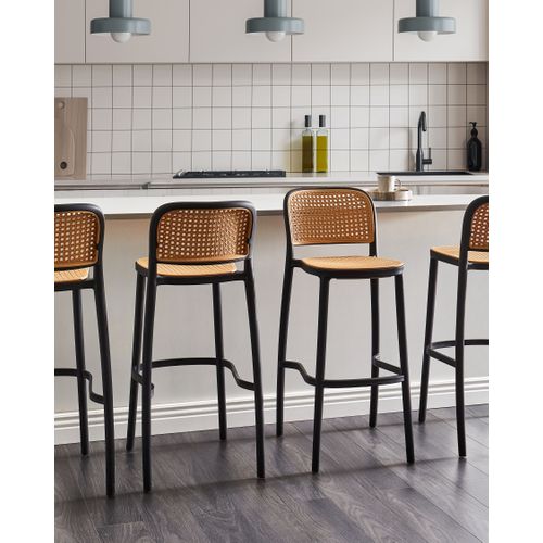 Lot De 4 Chaises De Bar Plose Matière Synthétique Beige