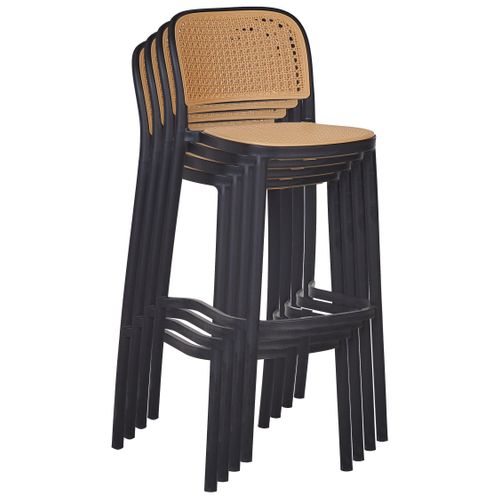 Lot De 4 Chaises De Bar Plose Matière Synthétique Beige