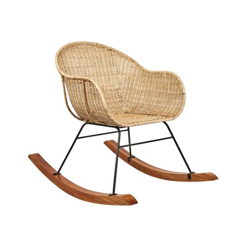 Lot De 2 Fauteuils à Bascule Lavinio Rotin Naturel