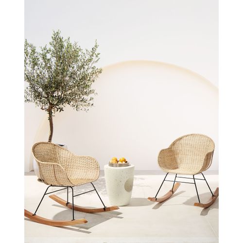 Lot De 2 Fauteuils à Bascule Lavinio Rotin Naturel