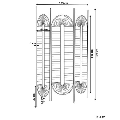 Séparateur De Pièce à 3 Panneaux Noale Doré 135 Cm 170 Cm