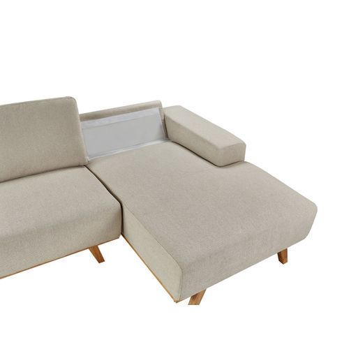 Canapé D'angle 3 Places Nora Tissu Beige Côté Gauche