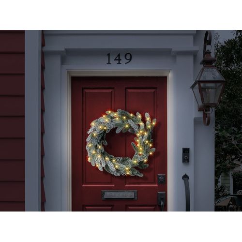 Couronne De Noël Enneigée LED Albini Vert 45 Cm